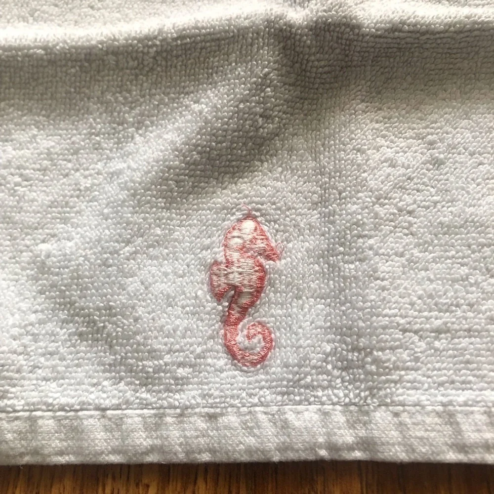 embroidered seahorse wash cloth